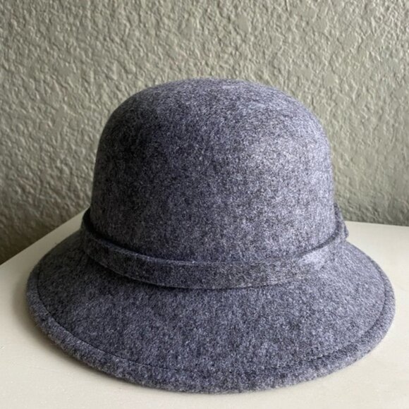 ?wool Blend Charcoal Grey Cloche Hat, Size 57, Good Condition main image 4